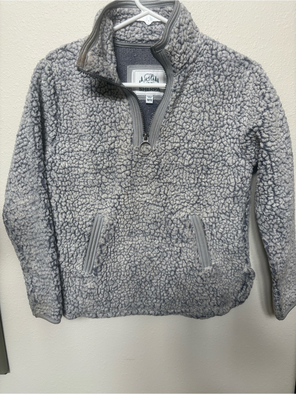 Girls Gray Quarter-Zip Cuddly Sherpa Pullover